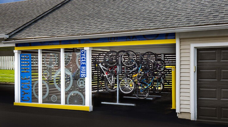 Cycle Hub with Covered Storage and Repair Station